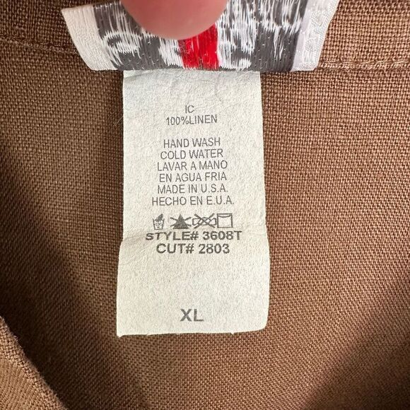 IC Collection Women’s Linen Brown Asymmetrical Mother of Pearl Button Collared B - Picture 4 of 7